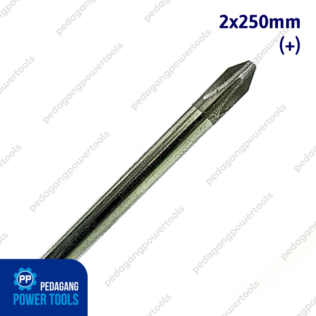 TEKIRO OBENG PLUS 10 INCH GAGANG KARET PH2 250 MM SCREWDRIVER KEMBANG