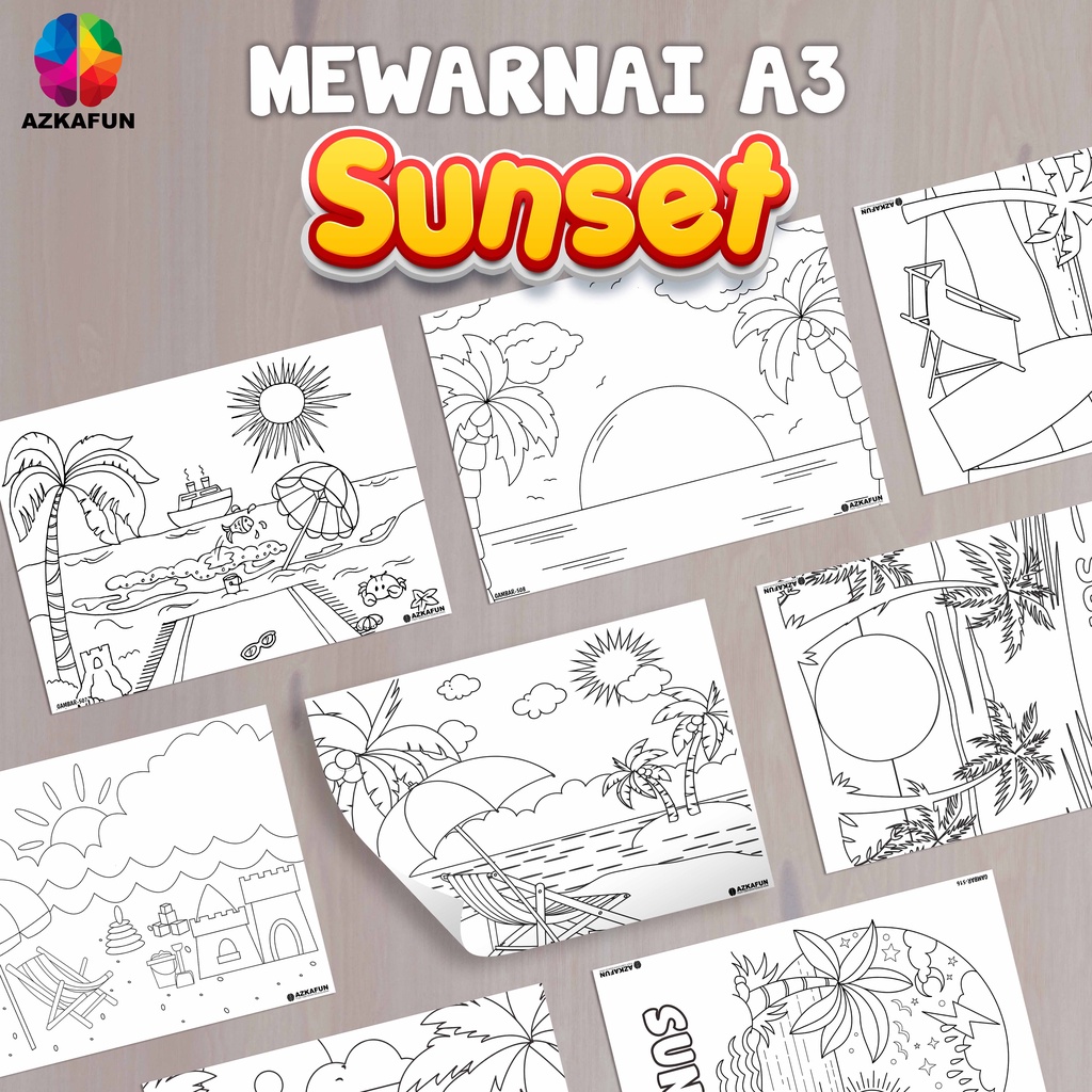 

Kertas Mewarnai A3 SUNSET - Mewarnai anak pemandangan