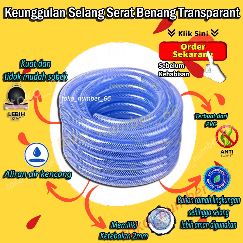 SELANG AIR SERAT BENANG 1/2 5/8 3/4 INCH 100 METER 1 ROL SELANG TAMAN PERALATAN PERKEBUNAN MURAH COD