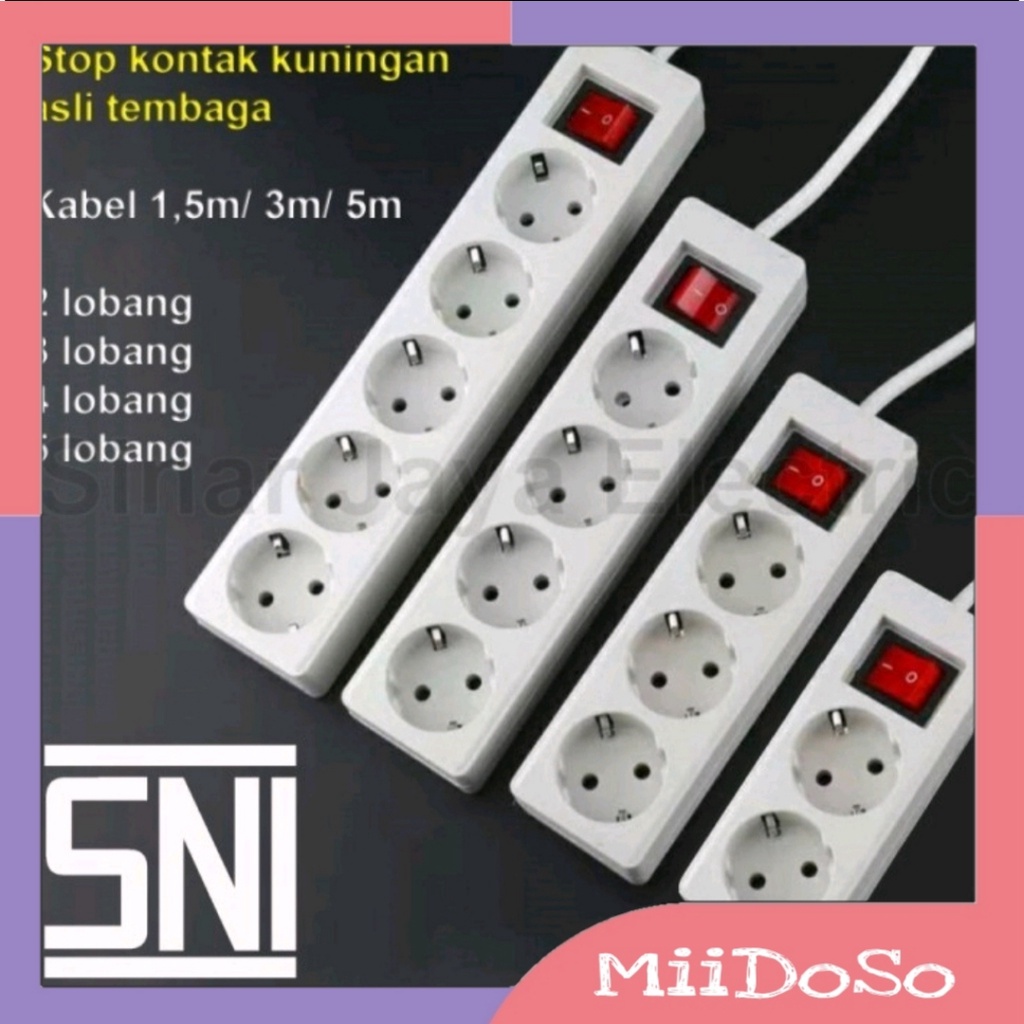 STOP KONTAK KABEL COLOKAN 3/4/5 LUBANG 1.5/5 METER SNI 733