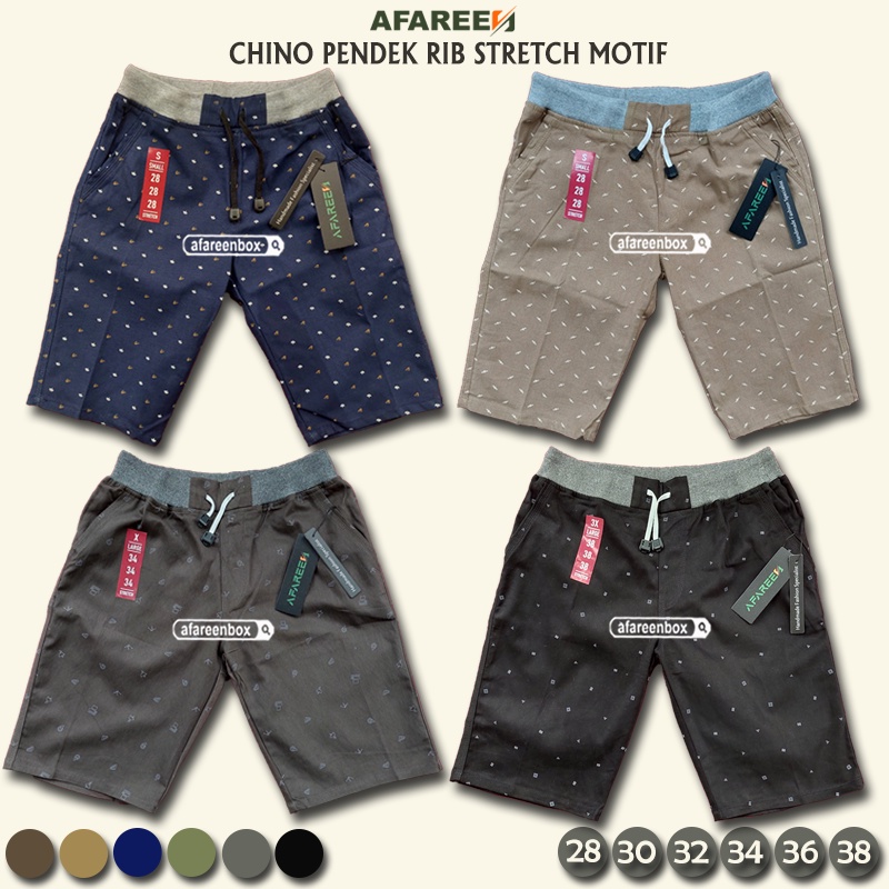 AFAREEN - Celana Chino Pria Pendek Pinggang Kolor Surfing Motif Chino Premium