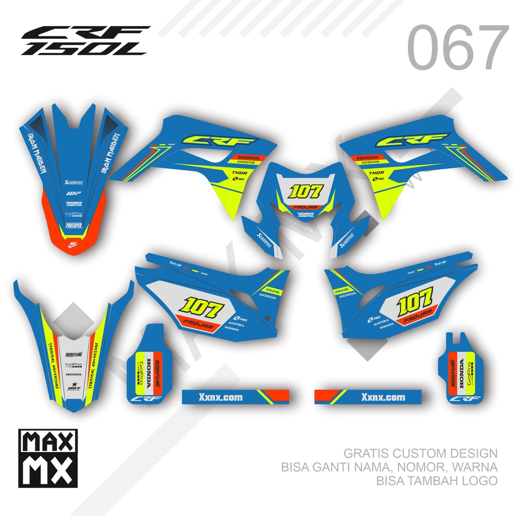 Decal Stiker CRF 150L terbaru 067 MOTIF GRAFIS BIRU LIS STABILO