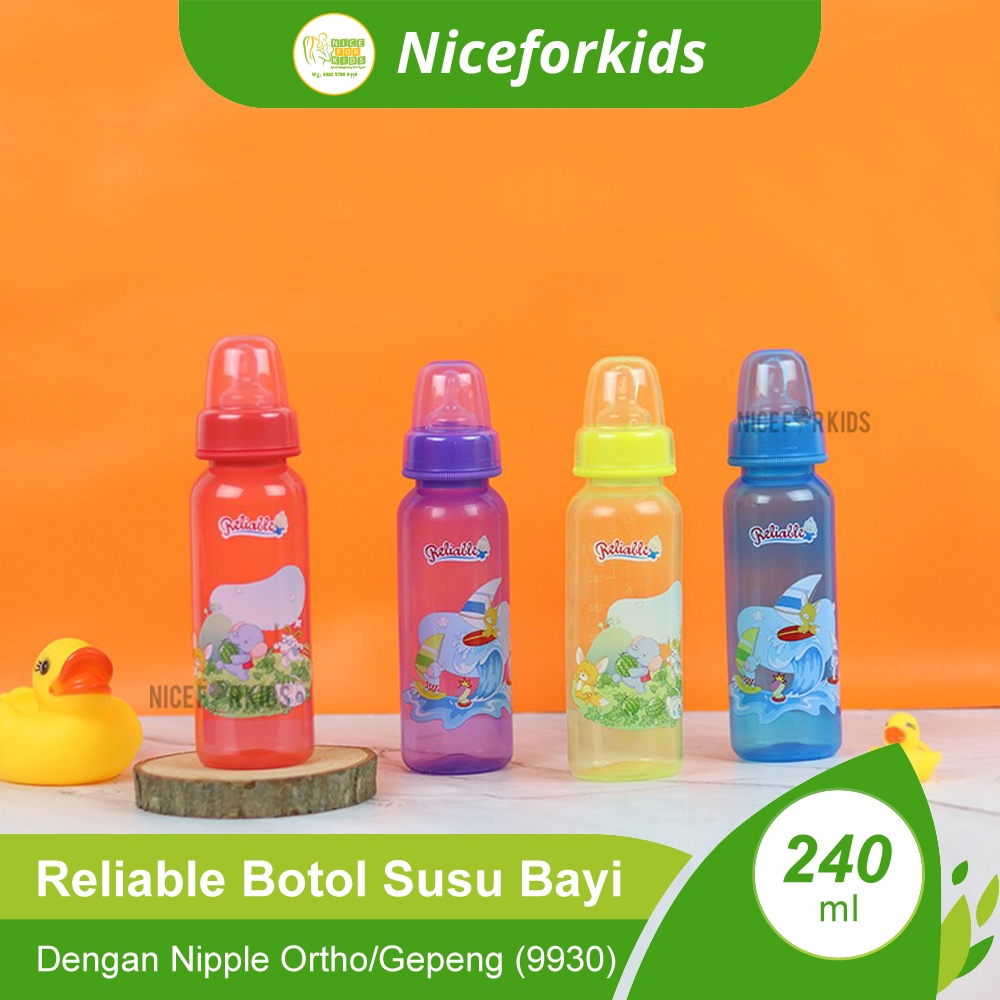 Reliable Botol Susu Bayi Nipple Ortho 240ml / Dot Gepeng (9930)