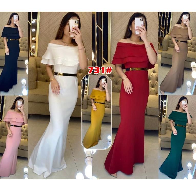 TERLARIS 731 long dress pesta mewah scuba duyung+FREE BELT BESI