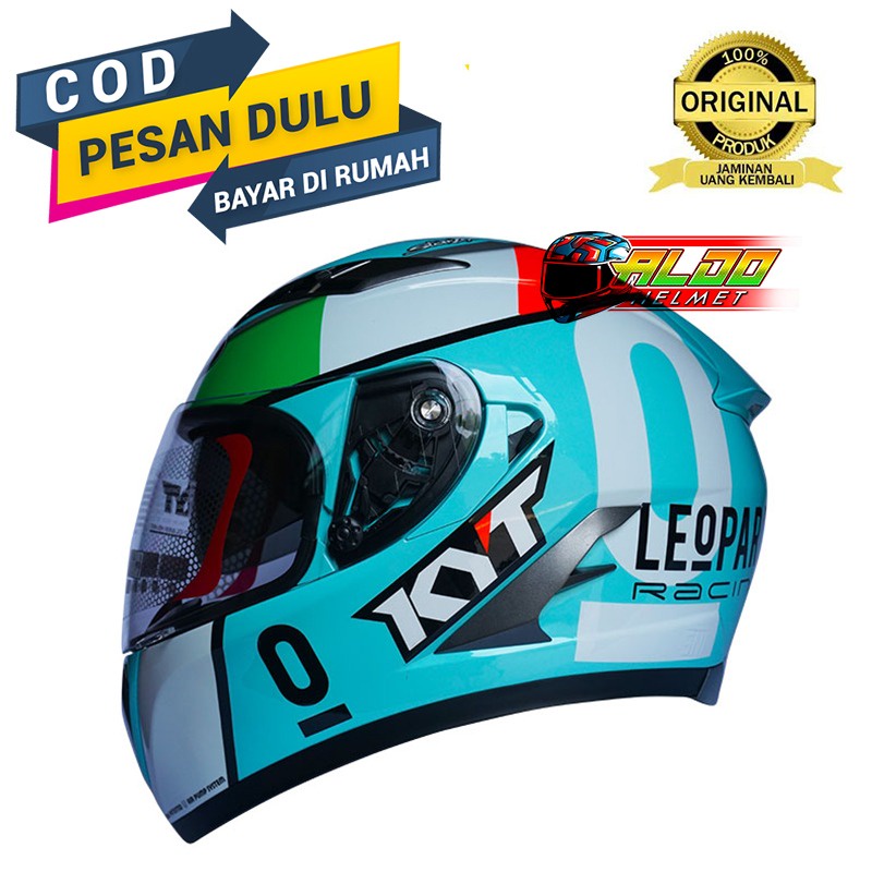 Helm KYT Vendetta 2 Motif Leopard Blue BONUS KACA IRADIUM | Fullface Vendeta Double Visor