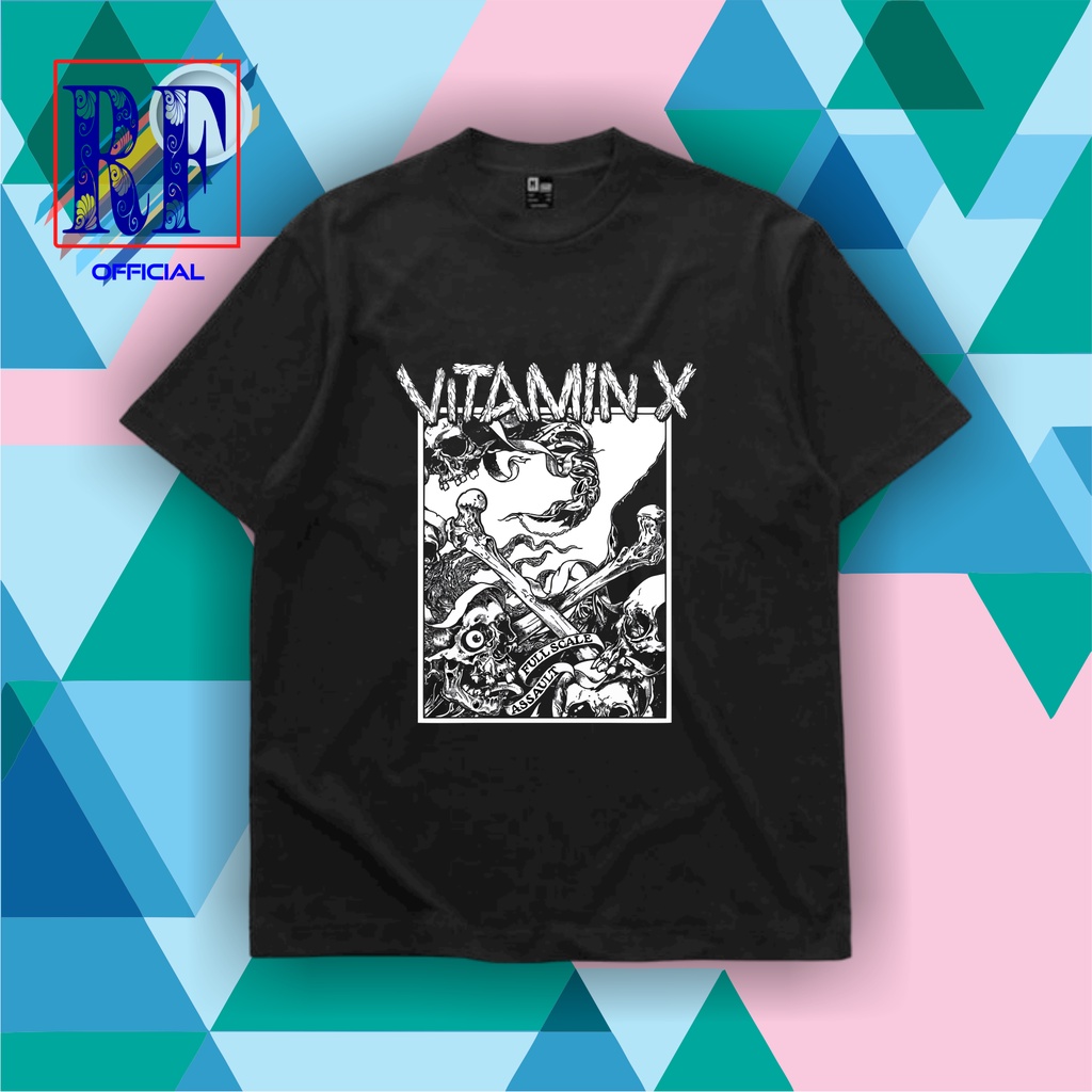 T-SHIRT | OVERSIZE | KAOS BAJU VITAMIN X / T-SHIRT ROCK MUSIC HITAM DEWASA PRIA WANITA BEST SELLER C