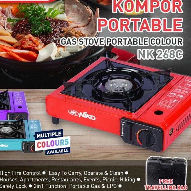 ✦ Kompor Portable Niko 2 in 1 Gas Kaleng + Gas LPG Niko NK-268 Kompor Portabel Praktis Mudah di bers