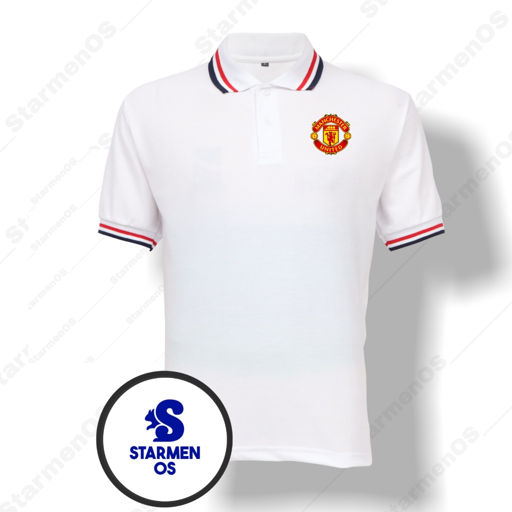 Kaos Wangki Polo T-Shirt Pria Kerah 3 List Logo MANCHESTER UNITED