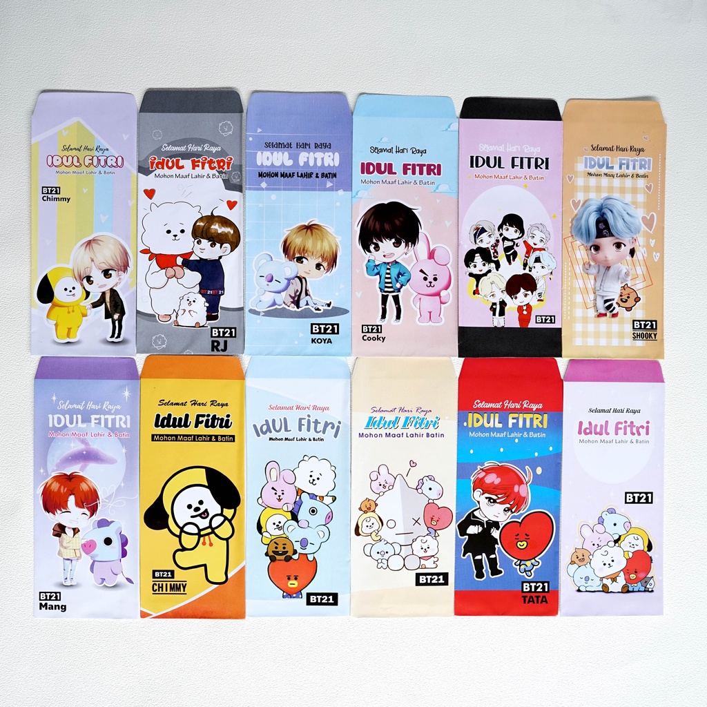 

MOTIF BTS BT21 AMPLOP PREMIUM LEBARAN ECER BESAR