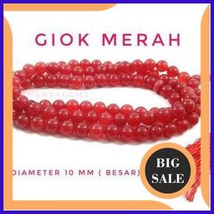 perkakas Tasbih batu giok merah diameter 10 mm lebih besar 140ZZ3