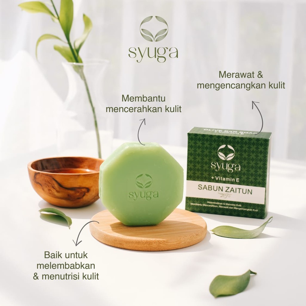 [BPOM] SYUGA Sabun Zaitun + Vitamin E 100gr / Olive Bar Soap / Sabun Mandi / Body Soap / Body Wash / MYMOM