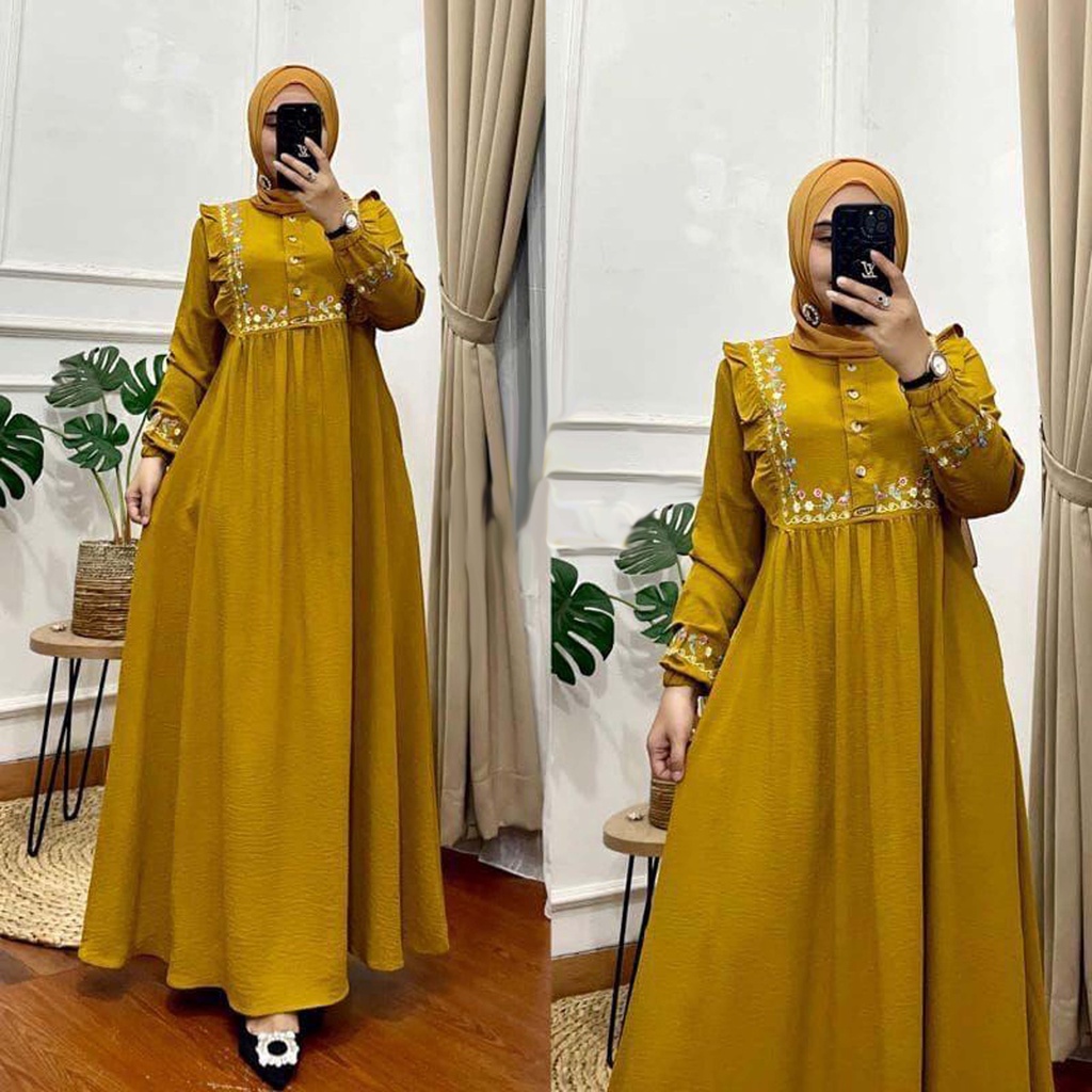 GAMIS NADIRA DRESS CRINGKLE MIX BORDIR