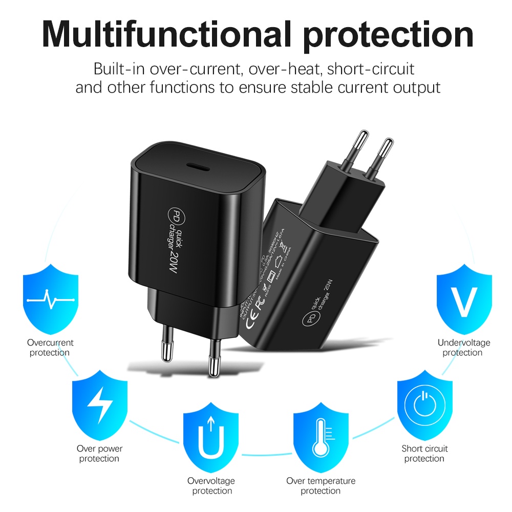 Pd Fast Charging 20W Travel Head 20W PD Charger Handphone Kepala Pengisian Cepat PD Adaptor Dinding Untuk i-Phone Tipe C
