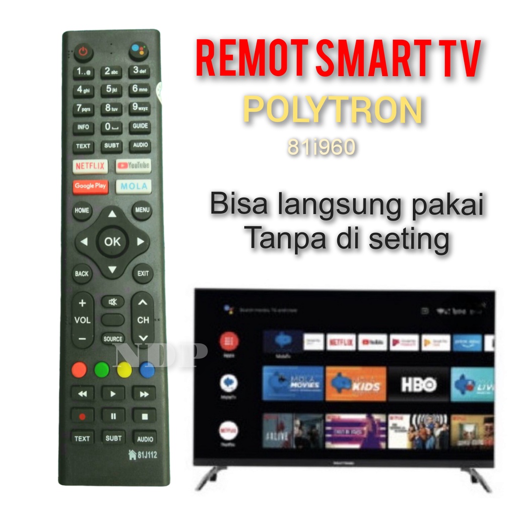 Remot untuk smart tv Polytron led tv android 81j112