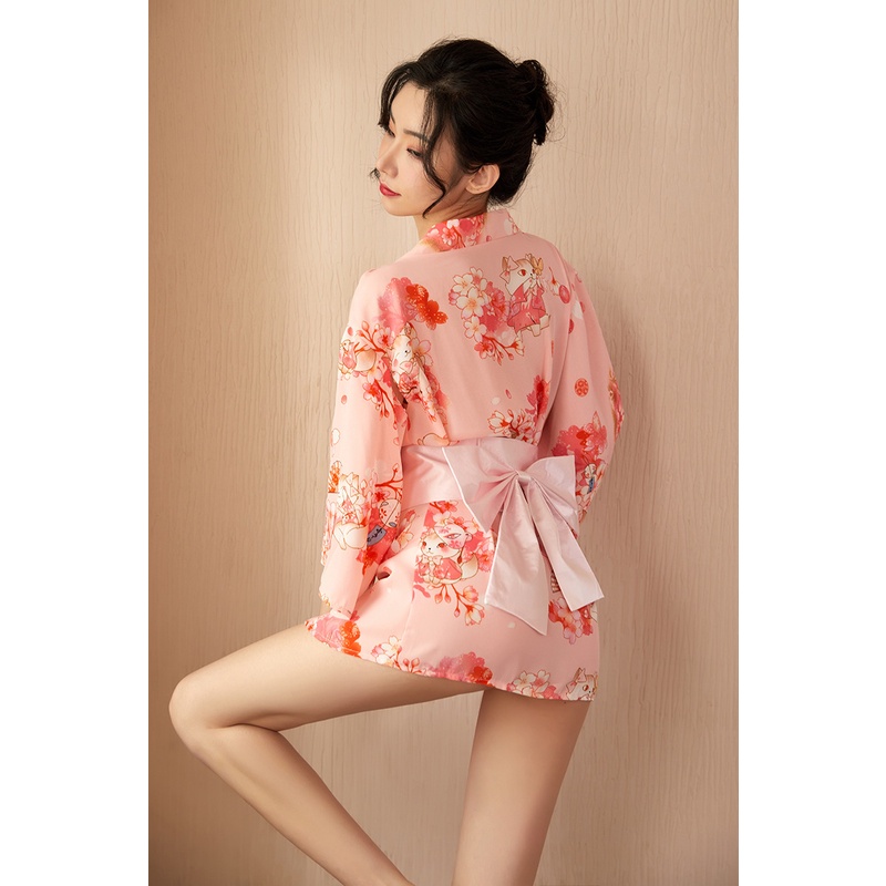 LI-33 pink mini kimono lingerie baju tidur wanita cosplay jepang tradisional