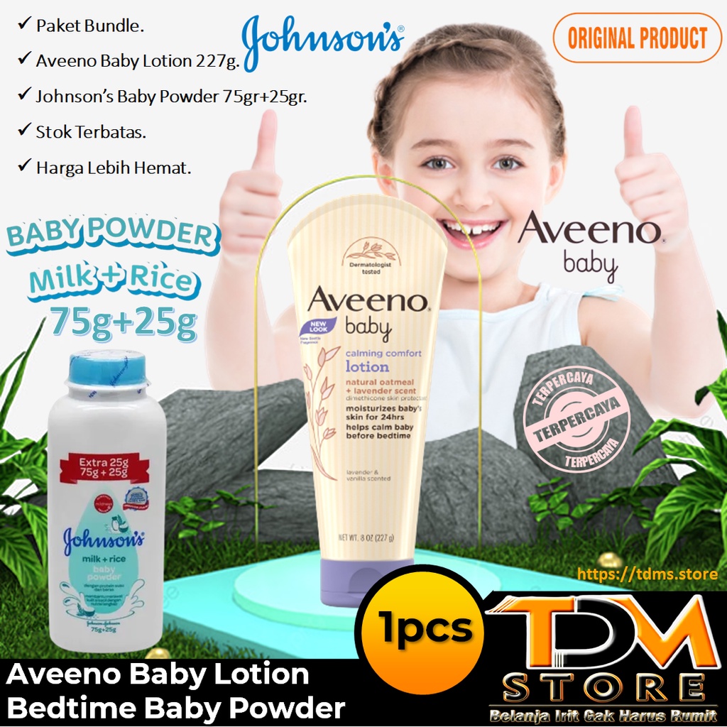 Jual PAKET BUNDLE.!! Aveeno Baby Lotion 227g Johnson's Baby Powder Milk+Rice 75g+25g Shopee