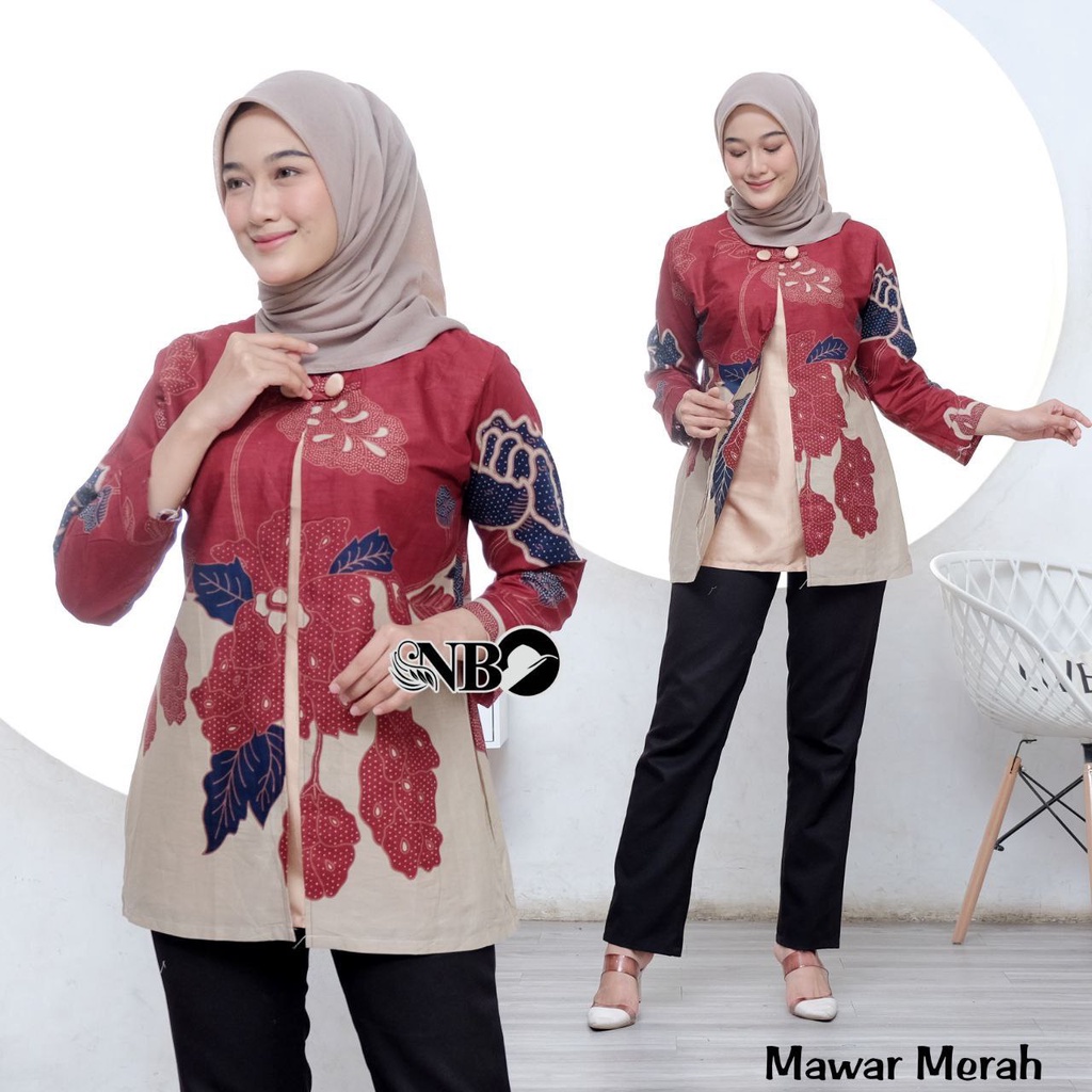 Baju Batik Wanita Modern Atasan Blouse Batik Kerja Kantor Wanita