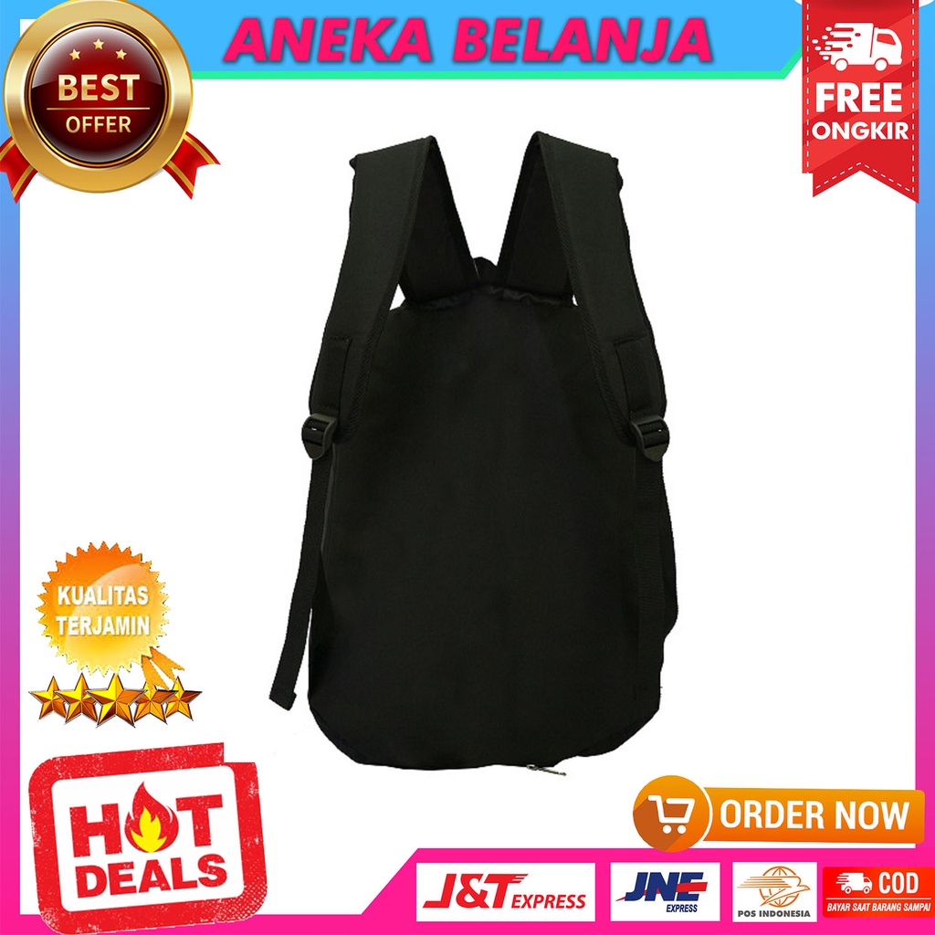 Tas Ransel Polo Pria Warna Hitam SMA Kuliah Kerja Backpack Cowok Travelling Hiking Free Raincover + Slot Laptop Bahan Awet Tebal Halus Harga Terlaris Termurah Terjangkau