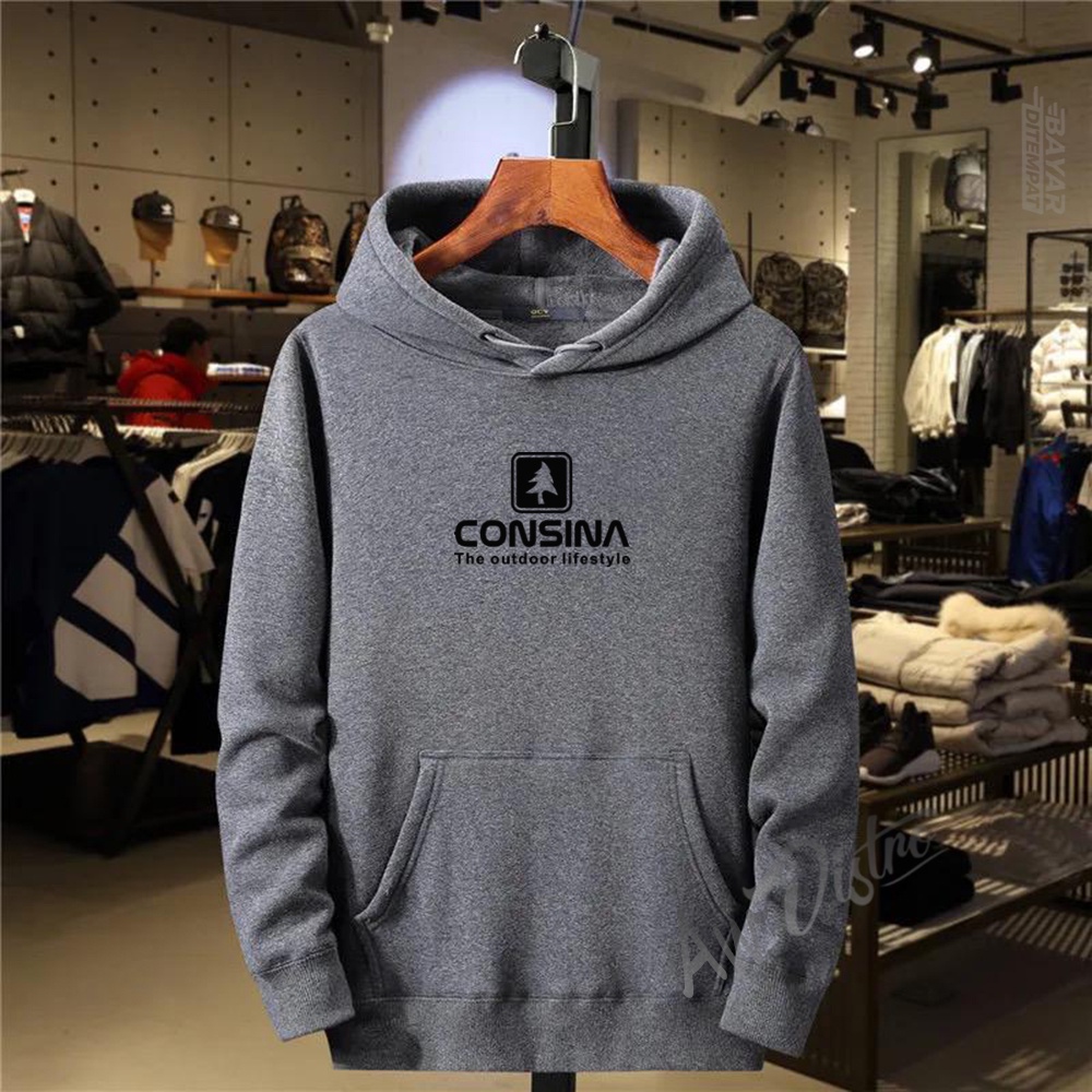 COD Hoodie Distro Consina 01 Text Hitam Premium Quality Sweater Tulisan Jaket Cewek/ Cowok Kata-Kata Hoodie Sablon