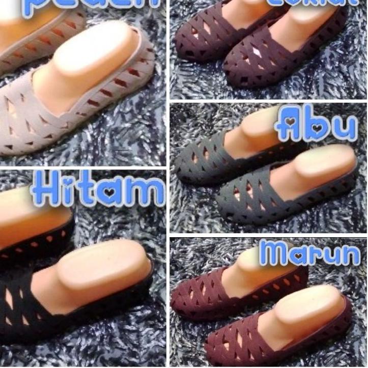 Terlaris 00400 - Sepatu Flat Shoes Full Karet Motif Lubang Size 37 - 40 ™hlh⋆
