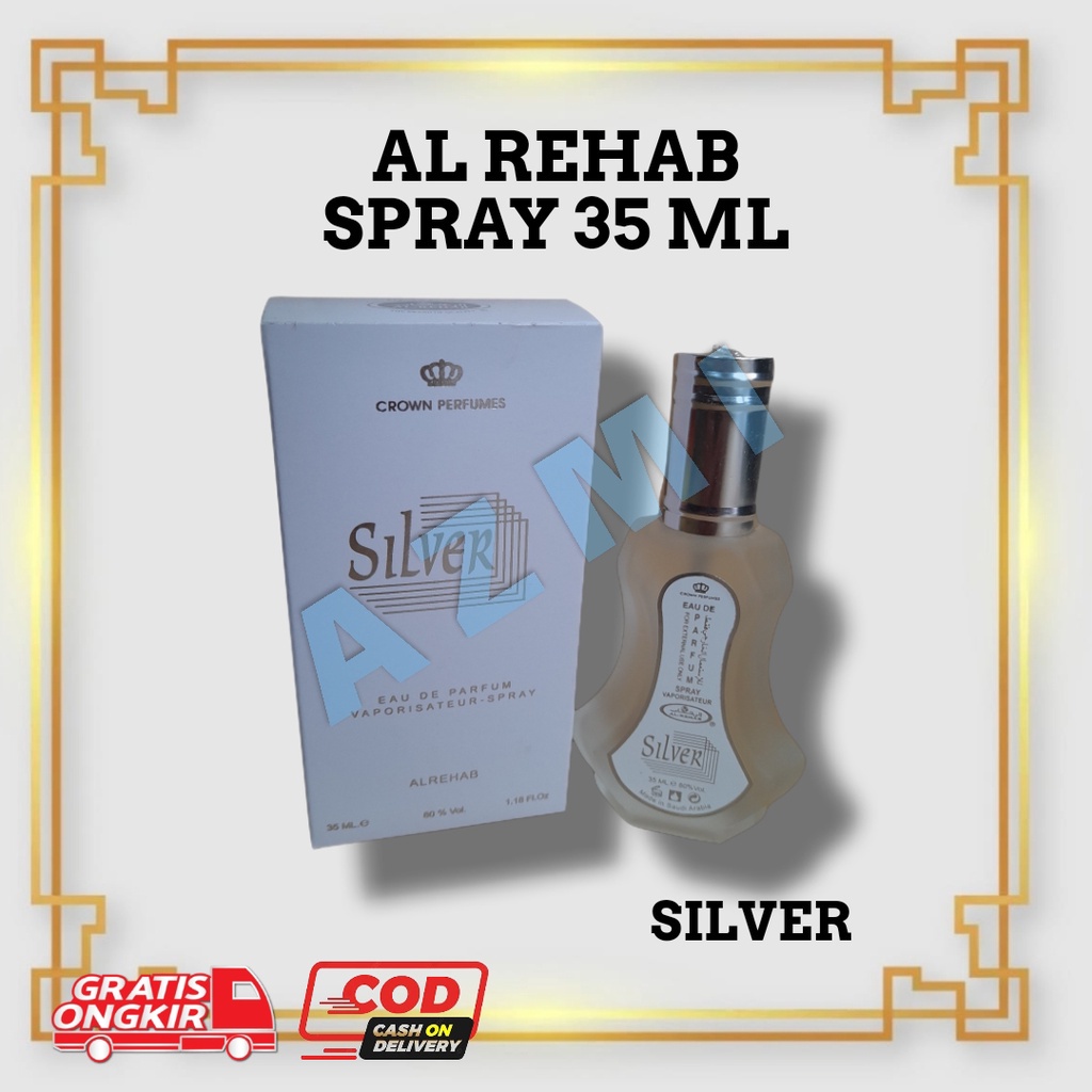 Parfum Al Rehab Spray Silver 35ml, Original /Jeddah Minyak Wangi Sholat Parfum Pria ar rehab