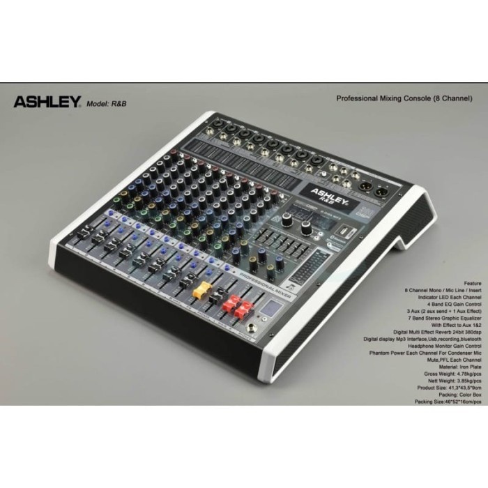 MIXER ASHLEY R&amp;b8 RNB8 MIKSER ASHLEY R&amp;B 8 RNB 8 8CH BLUETOOTH ORIGINAL