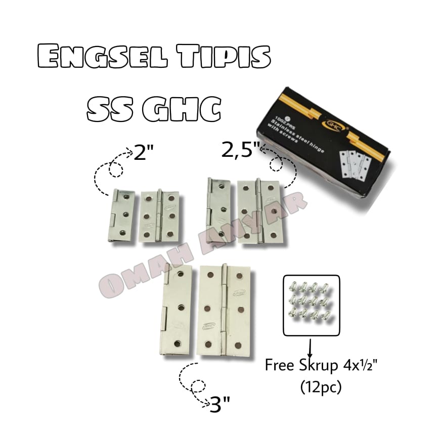 Engsel Lemari Tipis GHC Stainless Steel GP LUSINAN