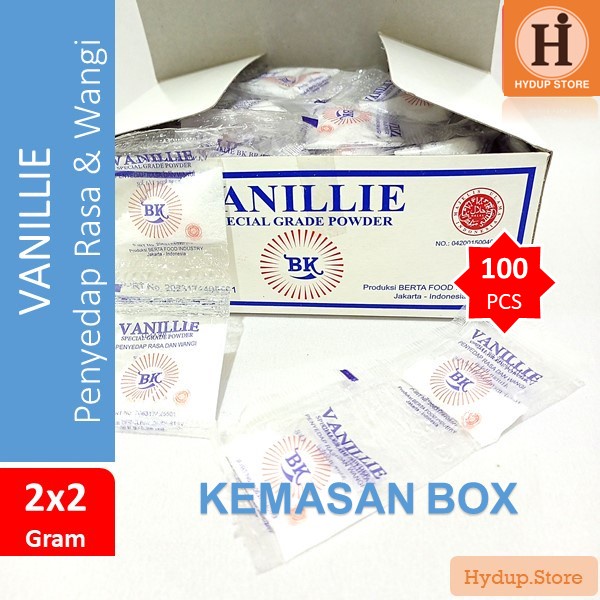 

Vanillie | Vanili Special Grade Powder Box isi 100 Pcs Dalam 50 Renceng Kemasan 2 Gr