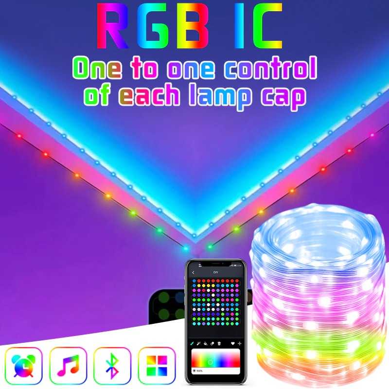 Lampu Hias String Lights RGB Smart Bluetooth with Remote Control Lamp Kerlap Kerlip Hiasan Dinding Kamar Multifungsi