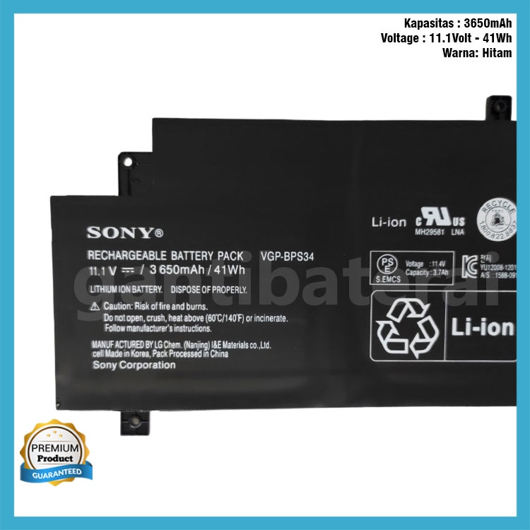 Baterai SONY VAIO Fit-15 VGP-BPS34 SVF15A1ACXB SVF15A1ACXS BPS34 ORI