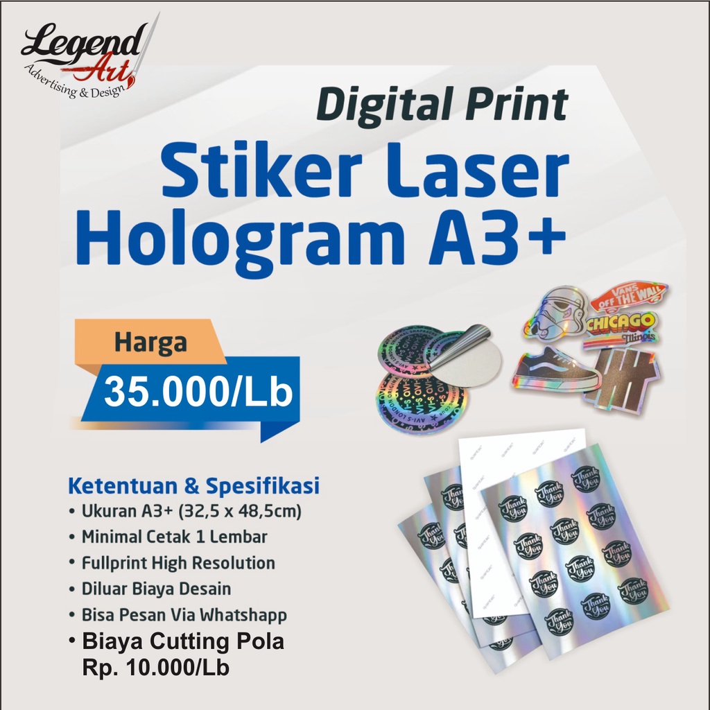 

Stiker Hologram + Cutting Putus - Free Desain