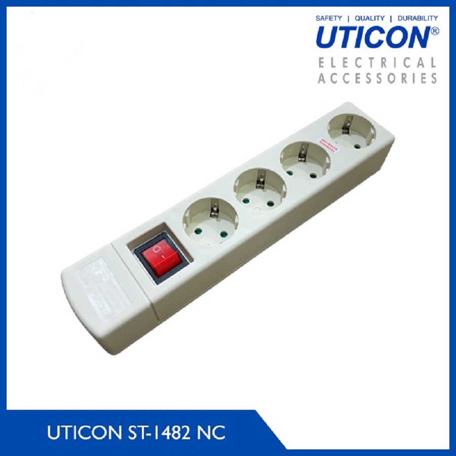 Uticon ST-1382NC Stop Kontak Arde 3 Lubang + Saklar Terminal 3 Lubang Tanpa Kabel