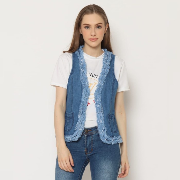 TERBARU Rompi Jeans Denim Vest Outer Wanita All Size Rawis /VEST RAJUT/VEST WANITA/VEST PRIA/VEST