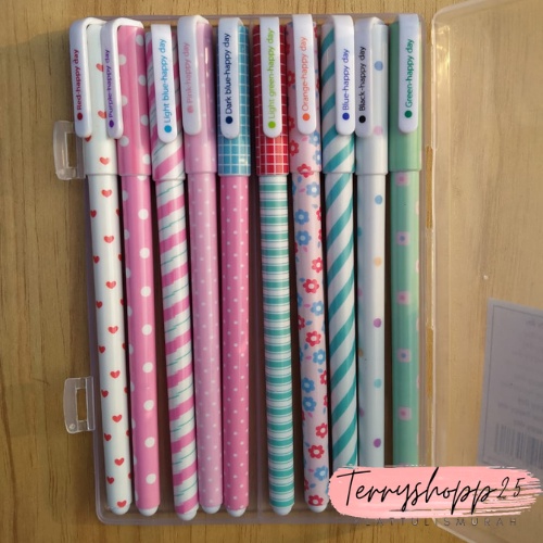 

Pulpen Gel Marbel Standard Motif Bunga Isi 10pcs Free Box Bisa Cod