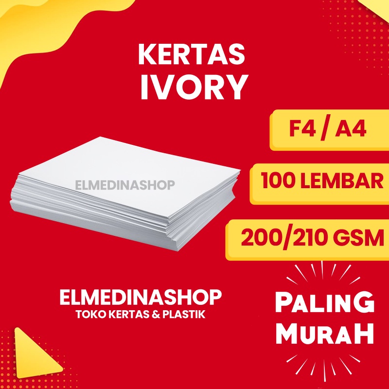 

100 Lembar Kertas Ivory F4 & A4 Gramasi Tebal 210 Gsm / 200GSM