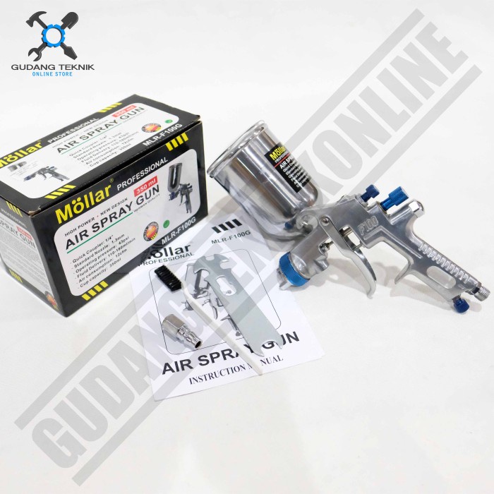 Air Spray Gun Kompresor Tabung Kapasitas 350 ml MLR-F100G MOLLAR / Alat Semprot Cat Tabung Atas 350ml MLR F100G MOLLAR