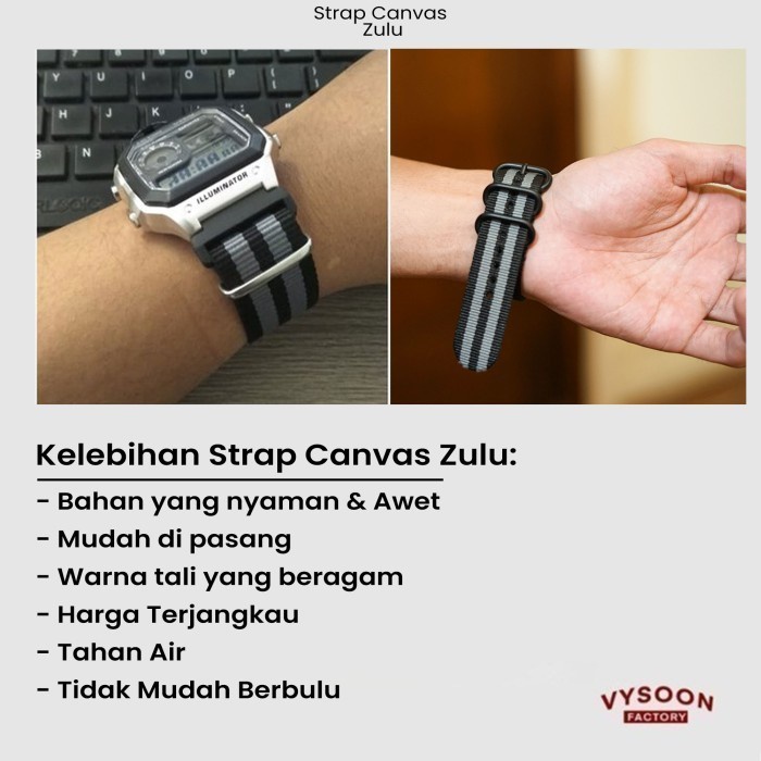 Tali Jam Canvas Strap Nylon Watch Band Nato Zulu Garmin Venu 2 SQ Kain