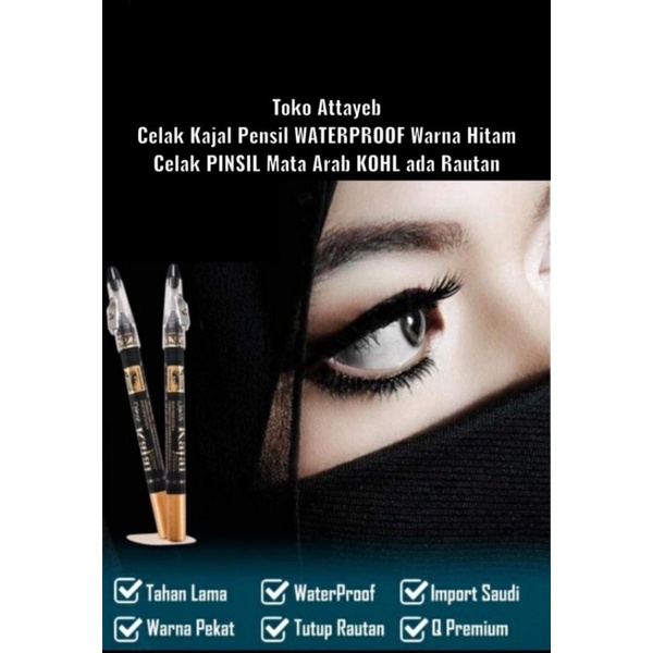 Promo 12 Biji Celak kajal Pensil Waterproof Warna Hitam Perlusin Celak kajal Berkualitas