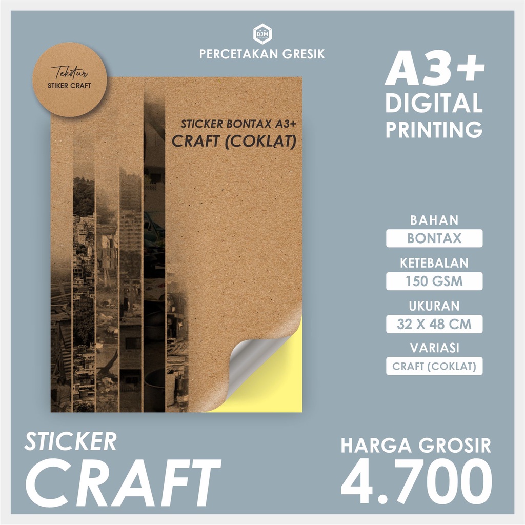 

CETAK STIKER CRAFT DIGITAL PRINTING A3+ [HARGA GROSIR & RESELLER]