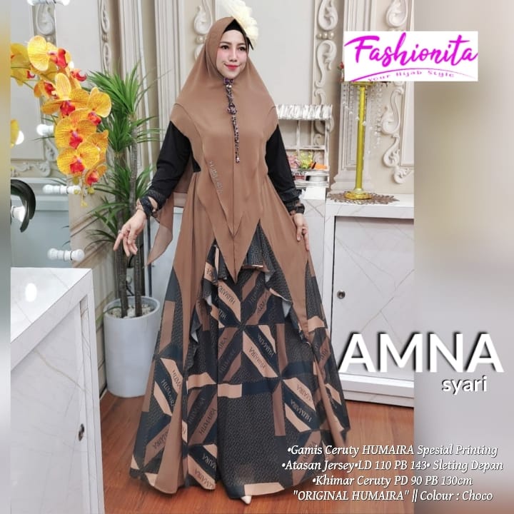 Gamis Wanita Amna Spesial Printing