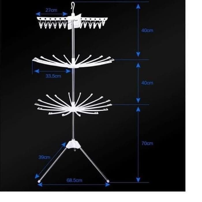 TERBARU- Jemuran Baju Bayi rotasi putar lipat susun 3 (PROMO)