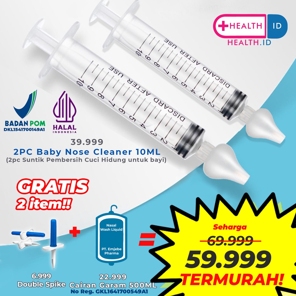 Paket Cuci Hidung - ONEMED_SPUIT 20CC, Double Spike, 500ml Nasal Wash