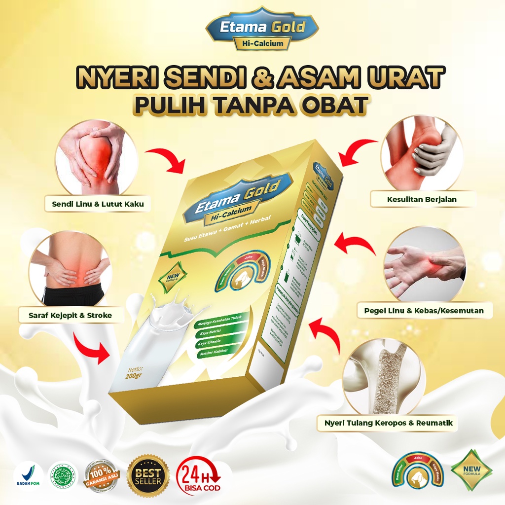 ETAMA GOLD - Susu Kambing Etawa Premium Solusi Asam Urat dan Kolesterol Nyeri Sendi Pegal Linu Rematik Kaki Kebas Baal Herbal Paling Ampuh Ori Bpom