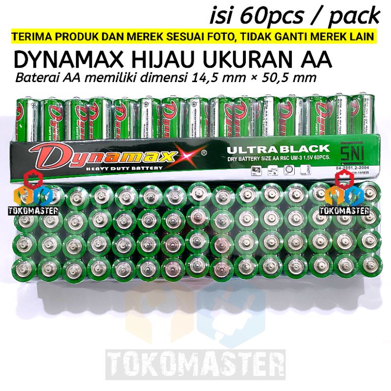 1Pack Baterai Dynama Hijau AA isi 60pcs 1Pak Batre Batu Batrai 2A Murah Harga Grosir