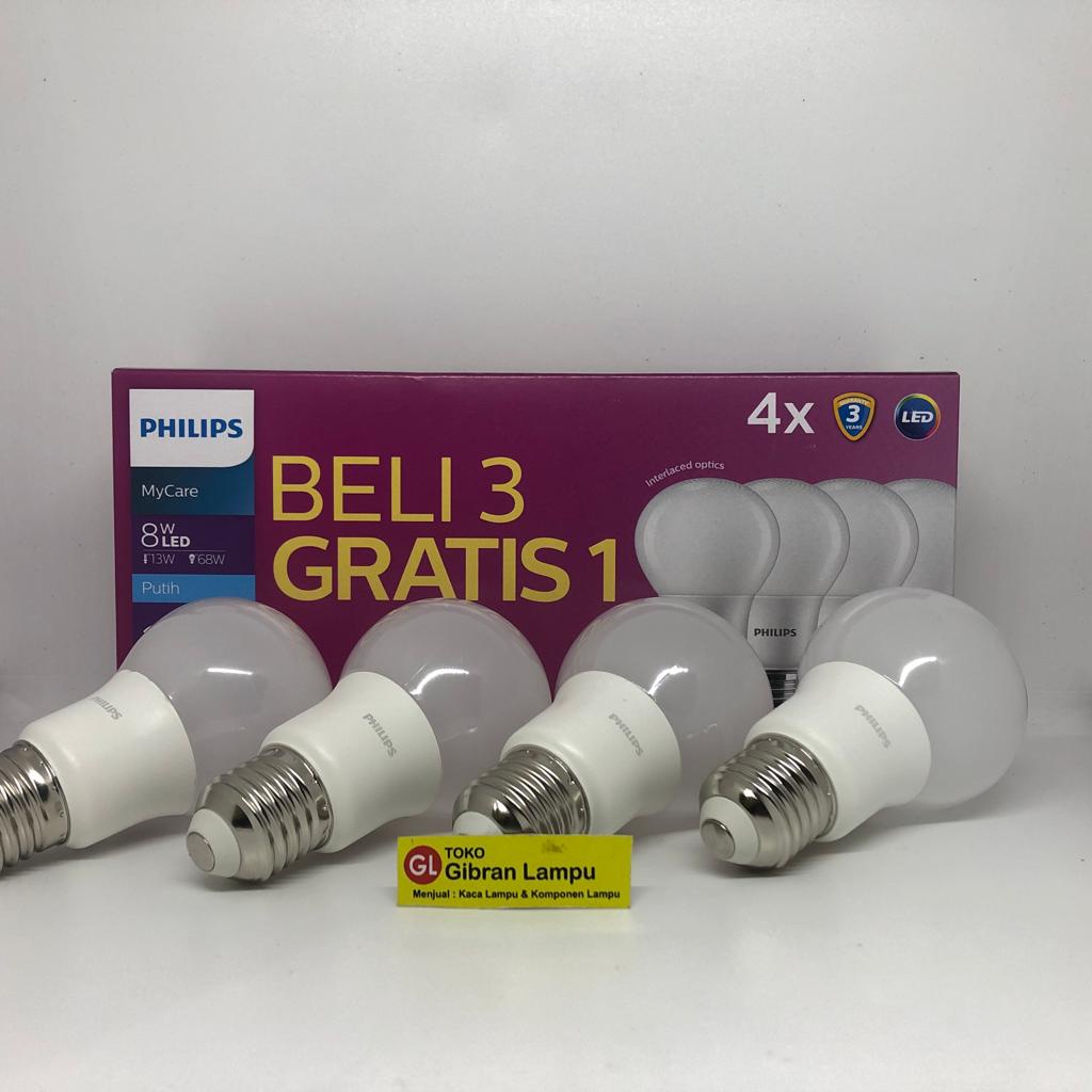 Paket Lampu LED Philips MyCare Paket 6w 8w 10w 12w Promo Beli 3 Gratis 1 - LED A Bulb Bohlam Philips