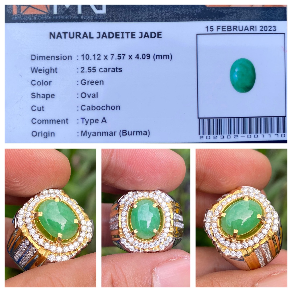 Natural 2.55ct Jadeite Jade Giok Burma Type A Ring Perak HQ