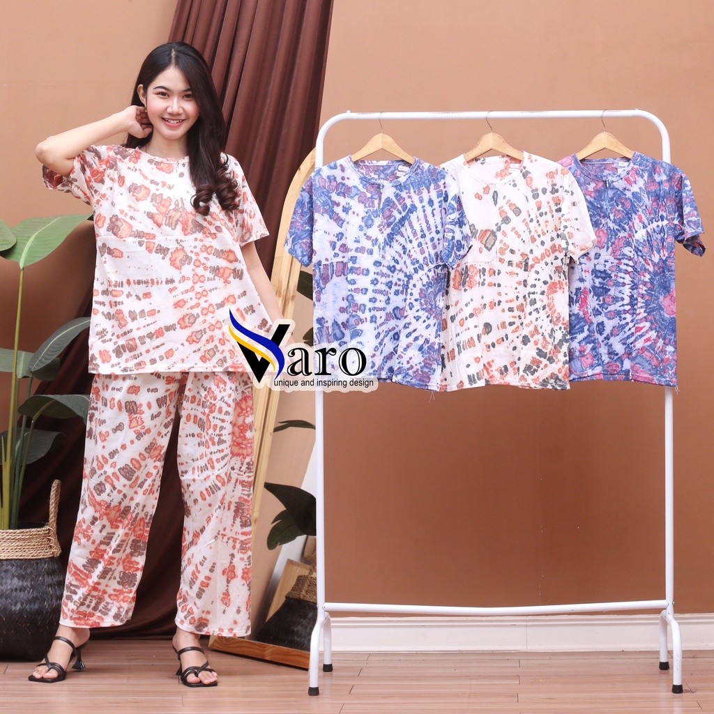 Set Wanita Kekinian Jumbo Murah Stelan Bahan Kaos Premium Busui Resleting Depan Tiedye Viral Celana Panjang