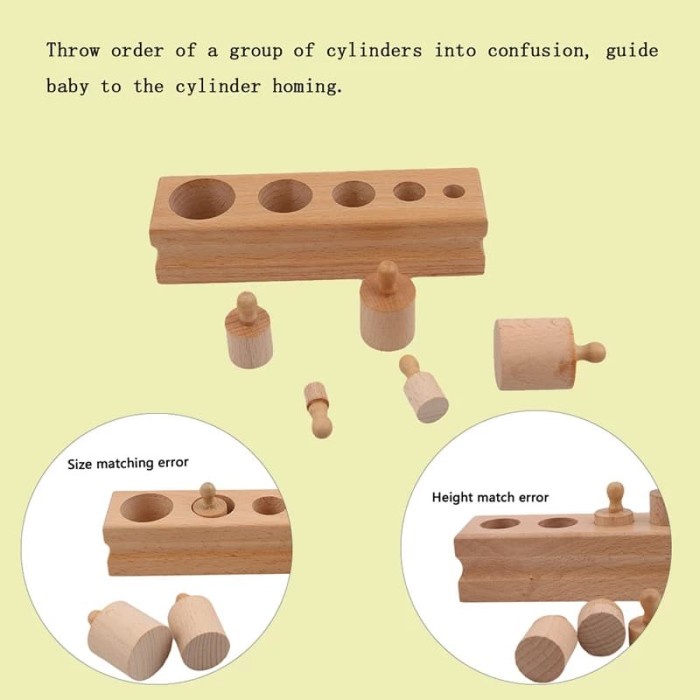 Aparatus Montessori Knobbed Cylinder Socket Silinder