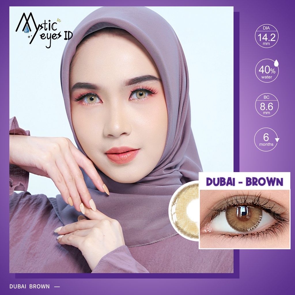 [✅COD] MYSTICEYES SOFTLENS DUBAI SERI LENSA KONTAK  BROWN / GREY NORMAL 14.2 MM