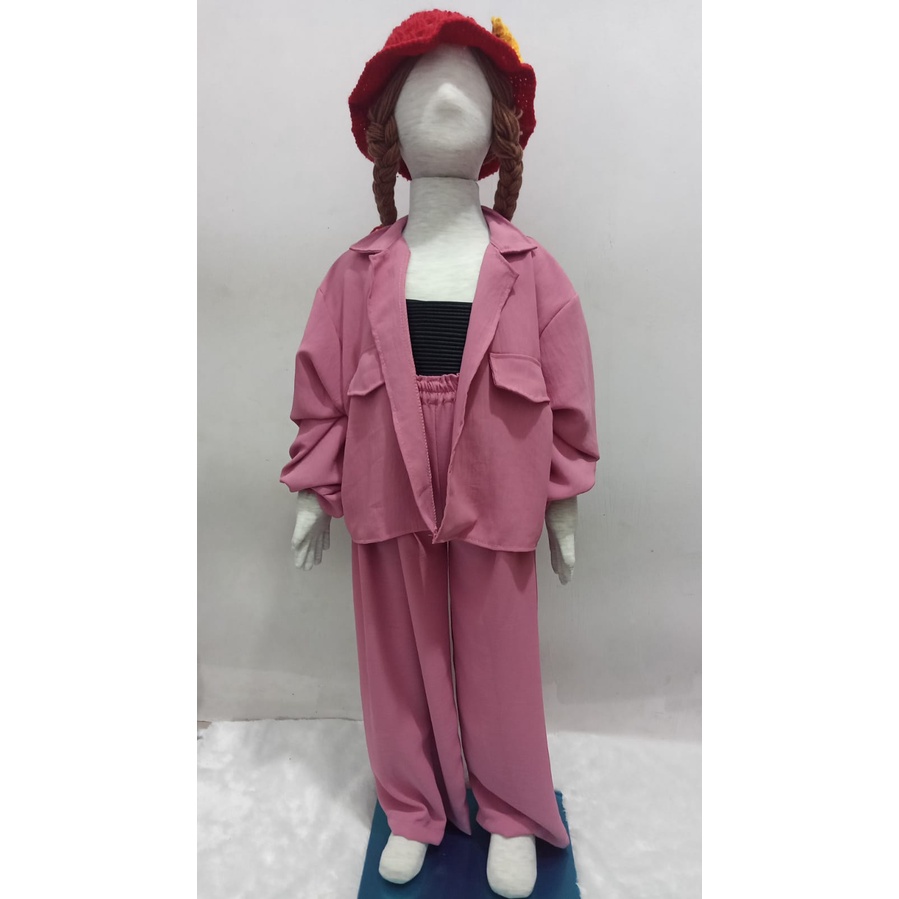 RILLO -SETELAN ANAK PEREMPUAN BLAZER OUTER CRINKLE AIRFLOW 6-13 TAHUN